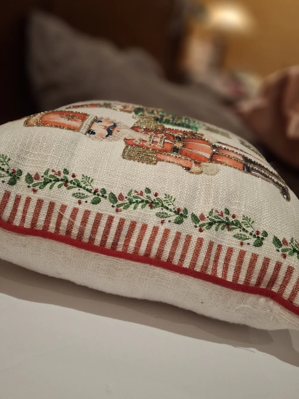 Holiday Nutcracker Decorative Pillow - Red & Green